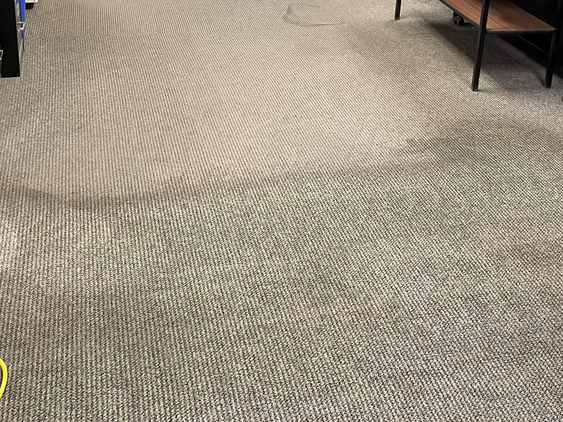 Commercial office carpet before and after cleaning in Hamilton